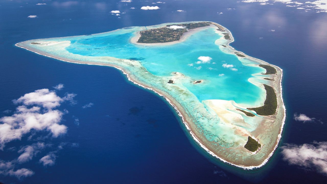 Aerial view of Aitutaki, Cook Islands