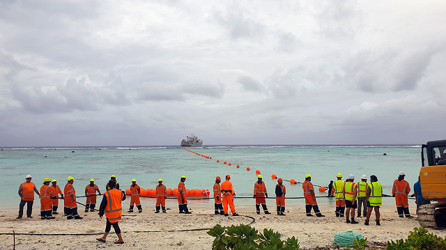 Cable Landing on Aitutaki, Cook Islands December 2019